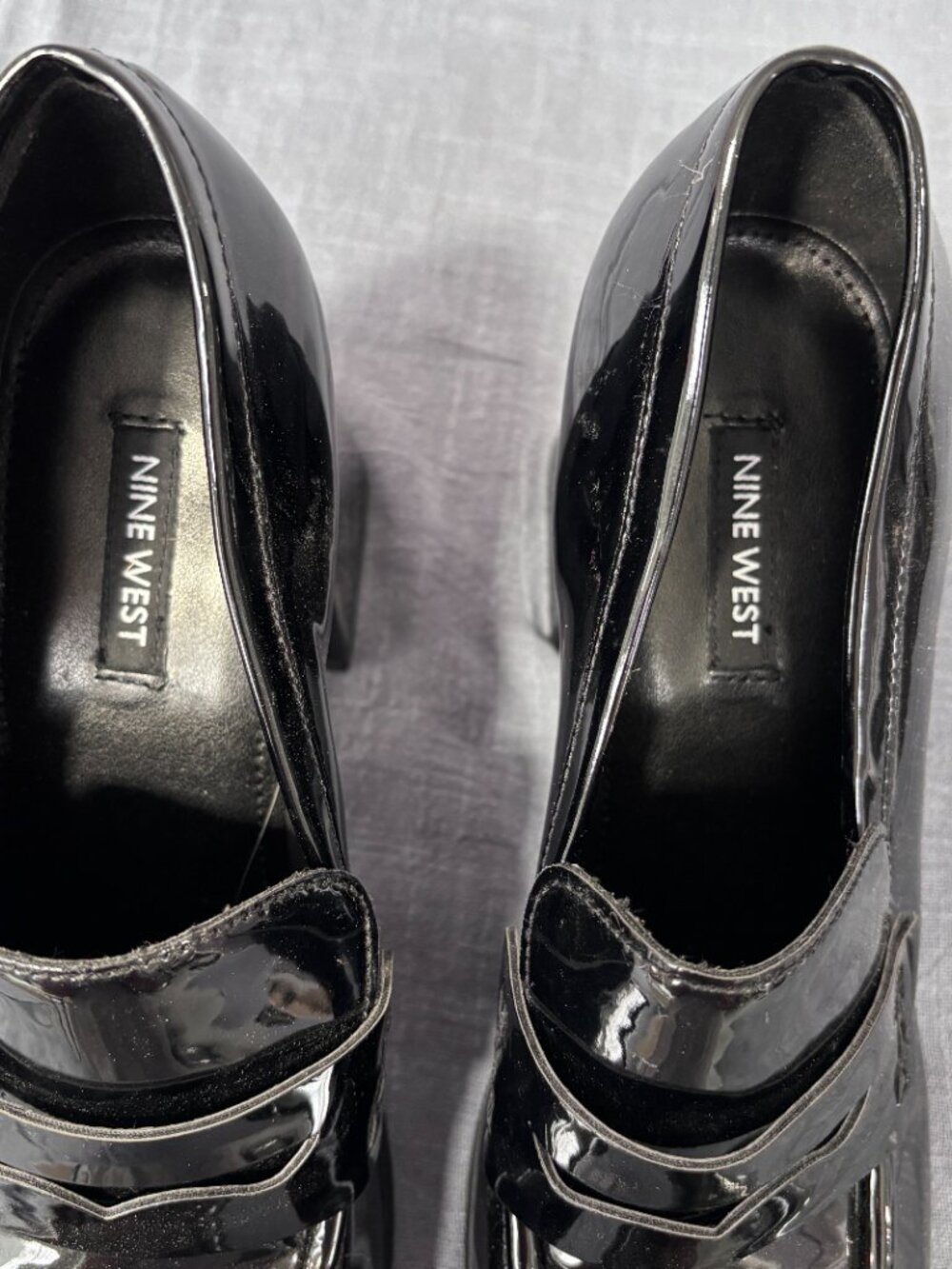 Nine West Zest Heeled Loafers Size 8 / M / Black Patent Leather - Picture 9 of 10